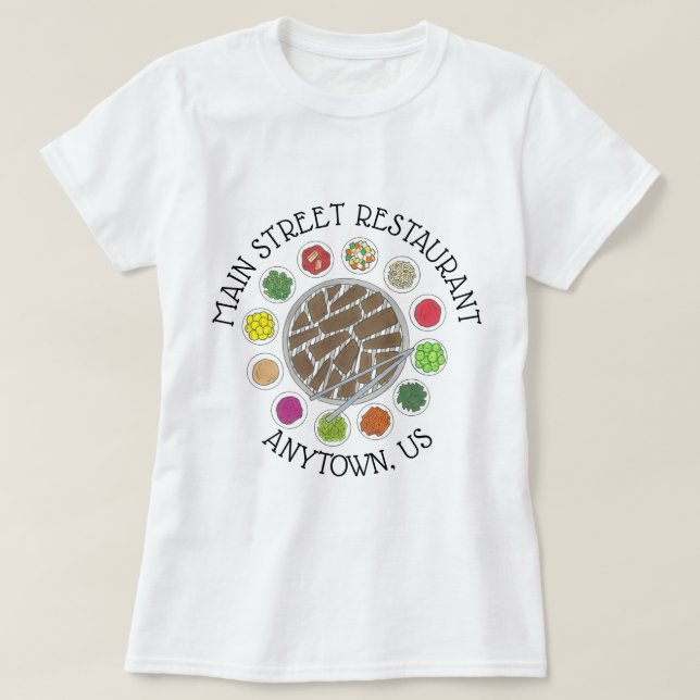 Camiseta Restaurante de Comida Barbecue Barbeque do CHURRAS (Frente do Design)