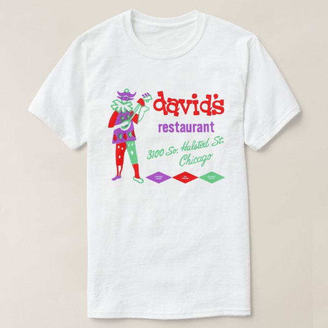 Camiseta Restaurante de David, Bridgeport, Chicago, IL (Frente do Design)