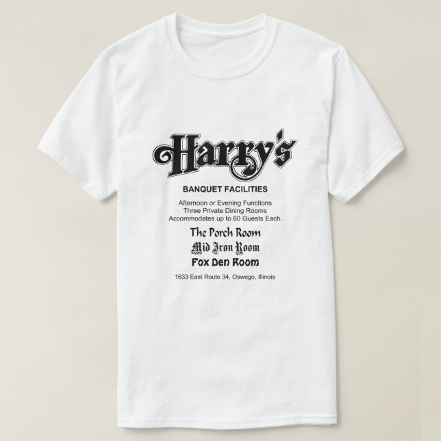 Camiseta Restaurante de Harry, Oswego, IL (Frente do Design)