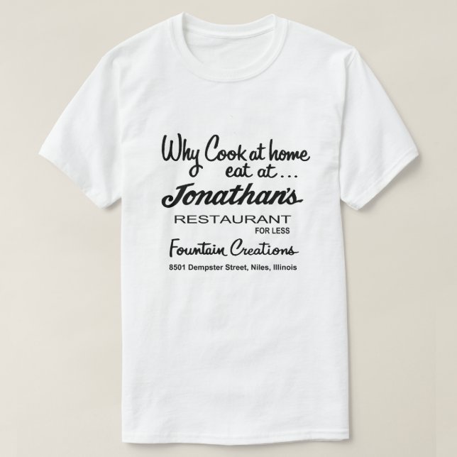 Camiseta Restaurante de Jonathan, Niles, IL (Frente do Design)