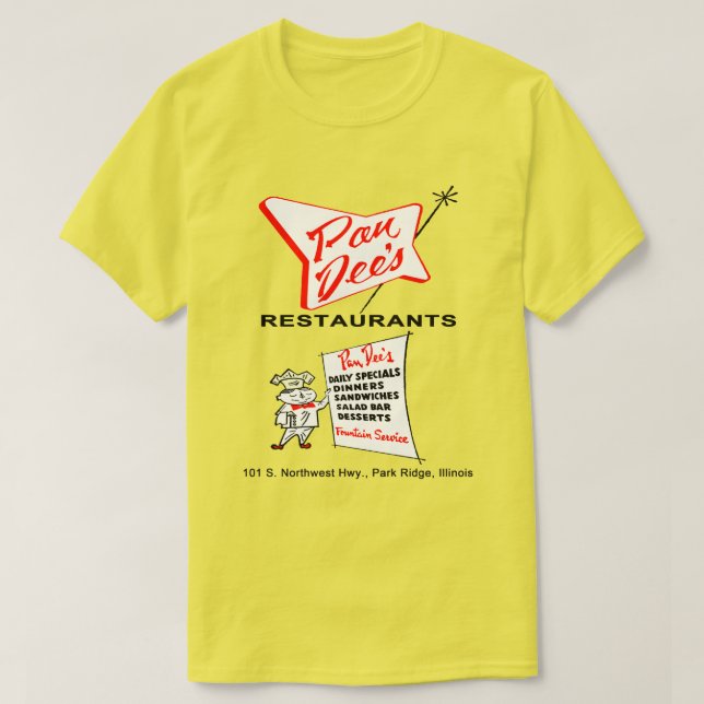 Camiseta Restaurante de Pan Dee, Park Ridge, Illinois (Frente do Design)