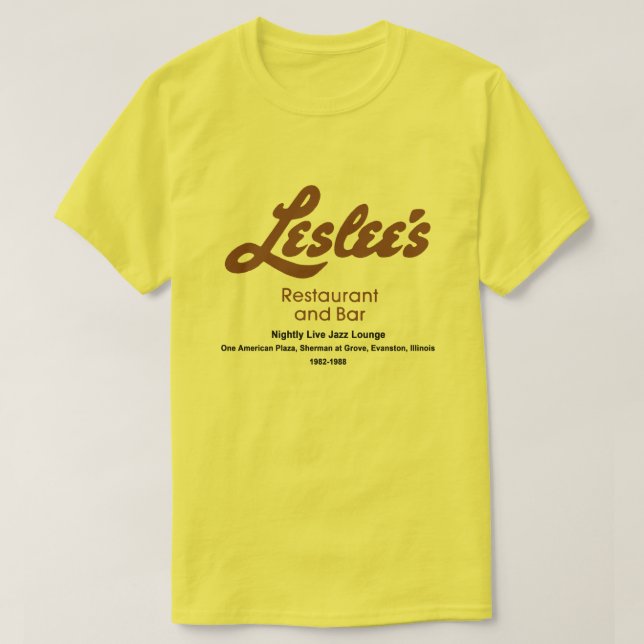 Camiseta Restaurante e Bar de Leslee, Evanston, Illinois (Frente do Design)