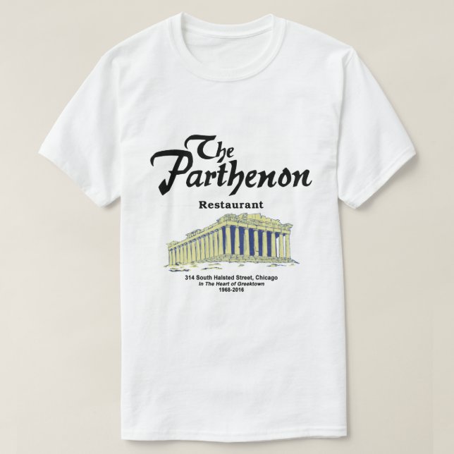 Camiseta Restaurante Parthenon, Greektown, Chicago (Frente do Design)