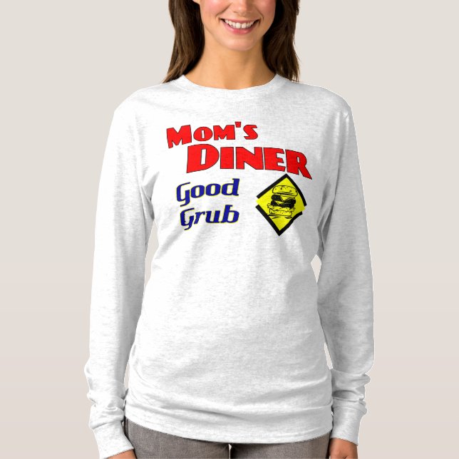 Camiseta Restaurante Retrovisor de boa Grub de Diner mãe (Frente)