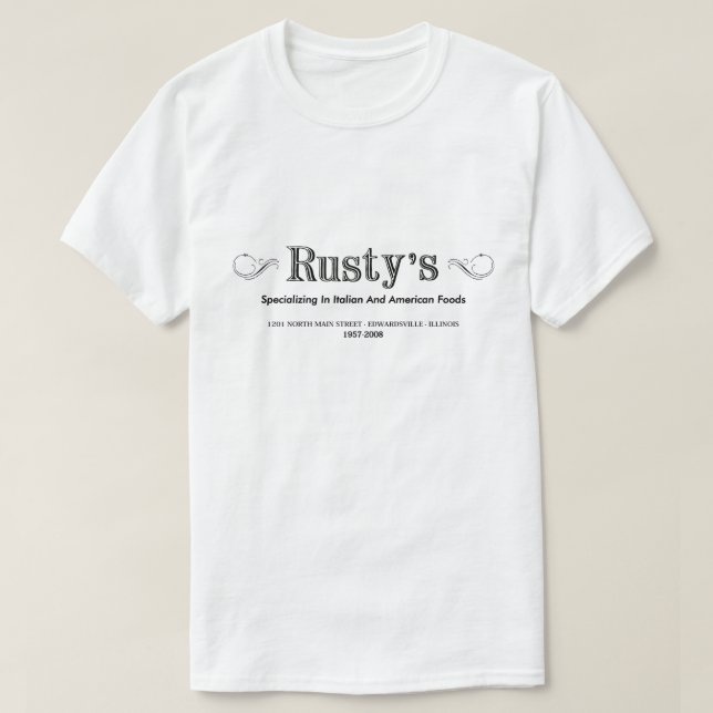 Camiseta Restaurante Rusty, Edwardsville, Illinois (Frente do Design)