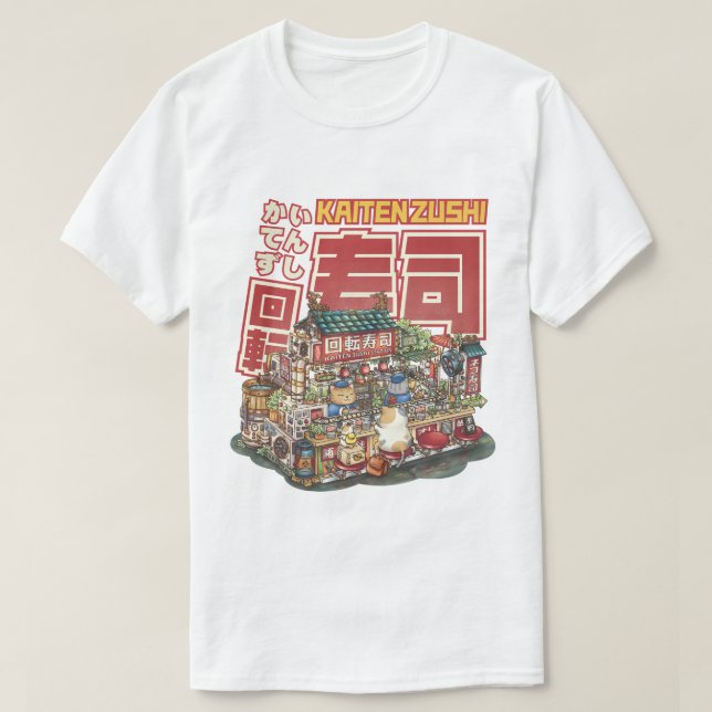 Camiseta Restaurante Steampunk Cat Sushi (Frente do Design)