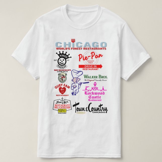 Camiseta Restaurantes Chicagoland favoritos, v3. (Frente do Design)