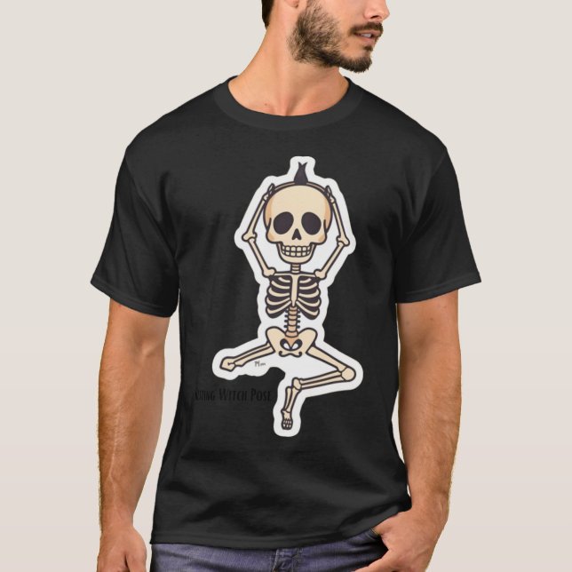Camiseta Restin in Pose Funny Skeleton Yoga Halloween Desig (Frente)