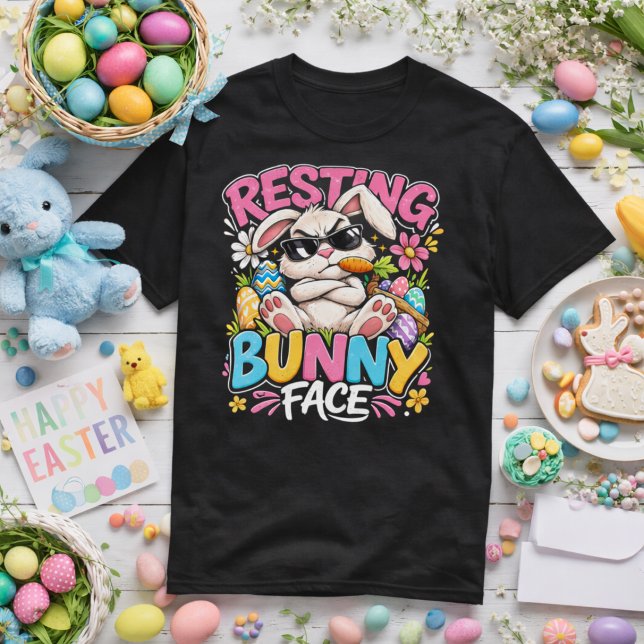 Camiseta Resting Bunny Face Funny Easter Rabbit Sunglasses  (Criador carregado)