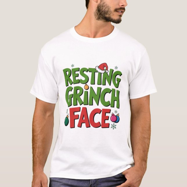 Camiseta Resting Grinch Face Sarcastic Holiday Tee (Frente)