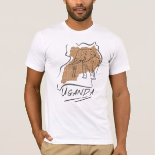 Camiseta Resumo do Mapa de Elefantes de Uganda