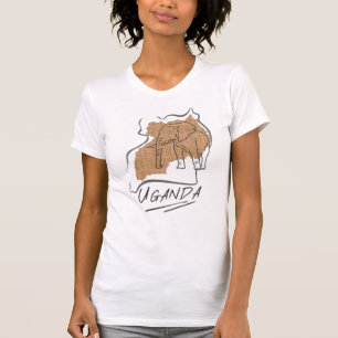 Camiseta Resumo do Mapa de Elefantes de Uganda