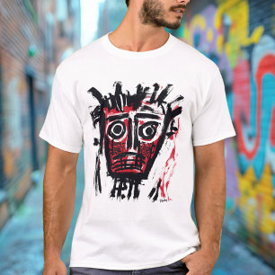 Camiseta Resumo Rosto Tribal - Urbano Burgundy Ousado & Pre