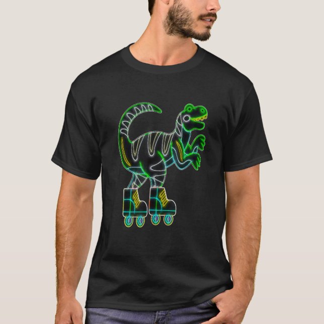 Camiseta Ret de Rollerblades do Skate Dinossaur Skater Trex (Frente)