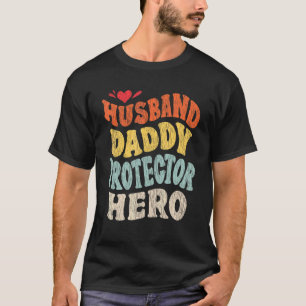 Camiseta Ret Heroico do Protetor de Pais para Marido Mens