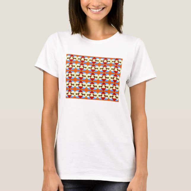Camiseta Retângulo Dachshund Quilt (Frente)