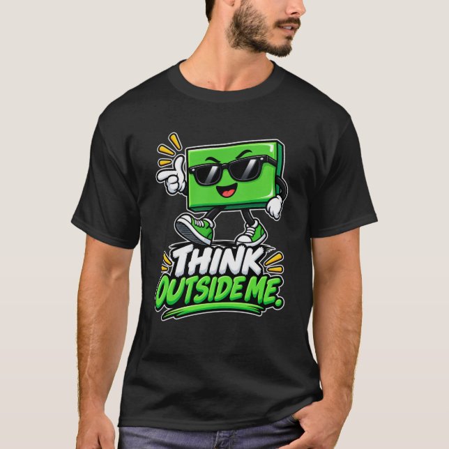 Camiseta Retângulo — Pense Fora de Mim (Frente)