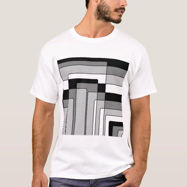 Camiseta Retângulos abstrato preto e branco (Frente)