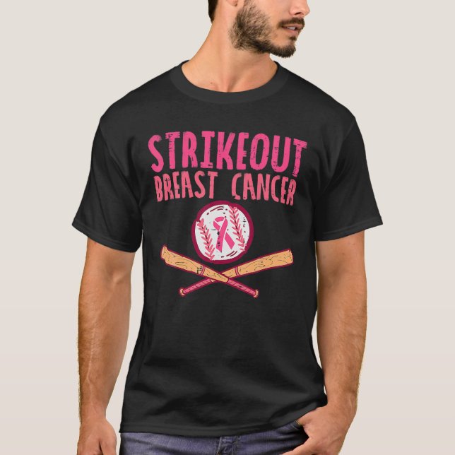 Camiseta Retirar o Cancer de Mama Baseball Combater a Consc (Frente)