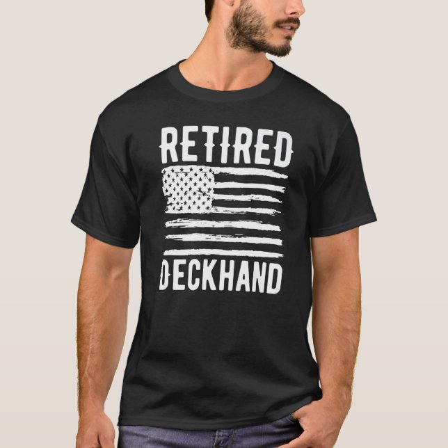 Camiseta Retired Deckhand Profession American Flag Premium (Frente)