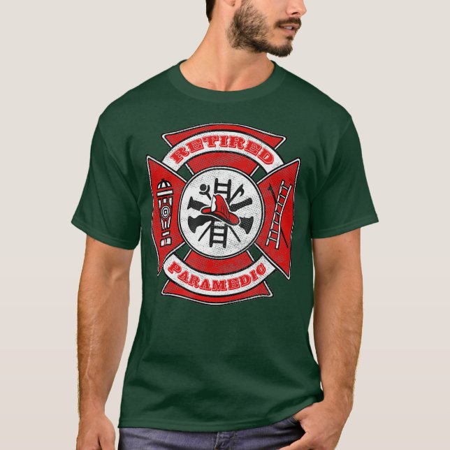 Camiseta Retired Fire Paramedic Firefighter Red Maltese (Frente)