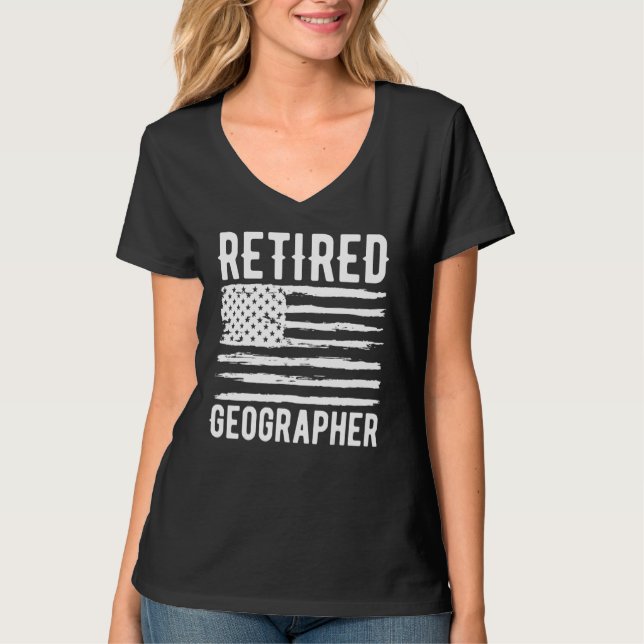 Camiseta Retired Geographer Profession American Flag (Frente)