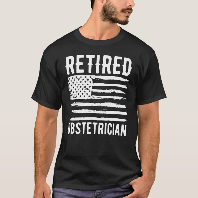 Camiseta Retired Obstetrician Profession American Flag (Frente)