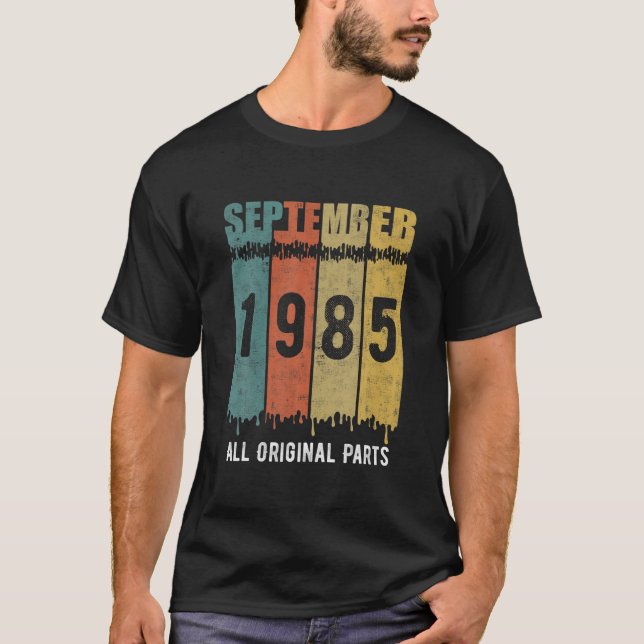 Camiseta Reto Vintage 35º Aniversário, Nascer Em Setembro (Frente)