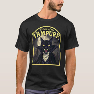 Camiseta Retorno do Vampurr Engraçado Assustador Gato Preto