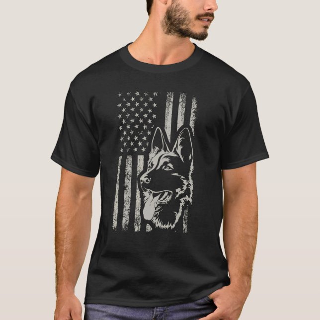 Camiseta Retrai-nos Bandeira German shepherd Cachorro Mãe 4 (Frente)