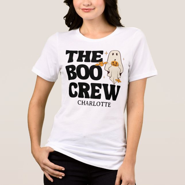 Camiseta Retrai O Halloween Da Tripulação De Boo (Frente)