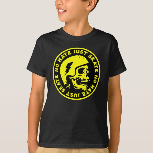 Camiseta Retrair sem ódio Apenas o crânio do Skate (Frente)