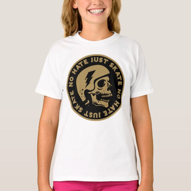 Camiseta Retrair sem ódio Apenas o crânio do Skate (Frente)