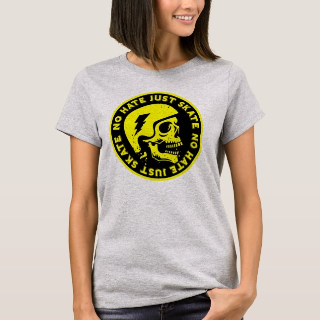 Camiseta Retrair sem ódio Apenas o crânio do Skate (Frente)