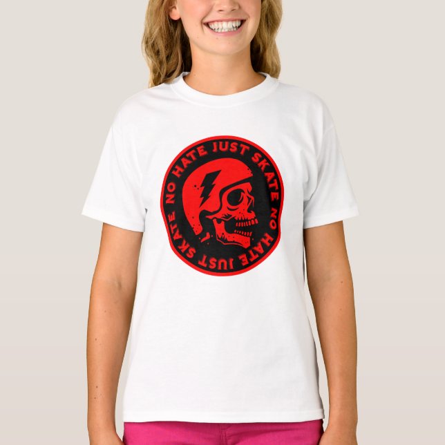 Camiseta Retrair sem ódio Apenas o crânio do Skate (Frente)