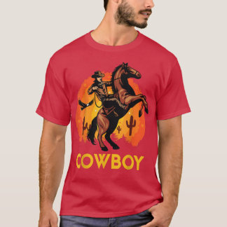 Camiseta Retrair Um Homem Cavalgando Um Cavalo De Fundo Do 