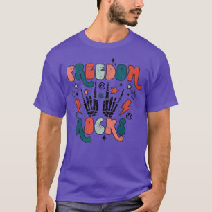 Camiseta Retrato 4 De Julho Freedom Rocks Rocker Skeleton P