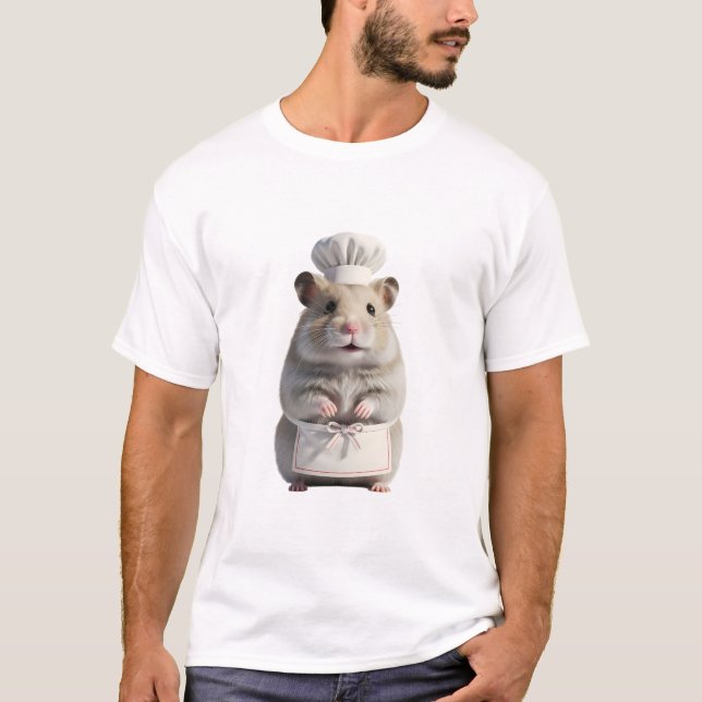 Camiseta Retrato Adorável de Hamster Chef (Frente)