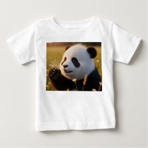 Camiseta Retrato Adorável de um Bebê Panda em 3D Espirrando