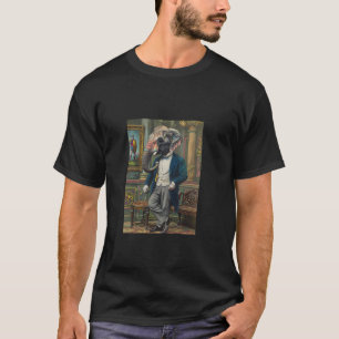 Camiseta Retrato Antigo Caprichoso de Elefante em Traje For