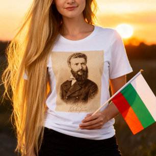 Camiseta Retrato Antigo de Hristo Botev Patriota Búlgaro