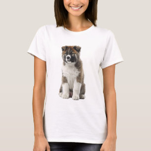 Camiseta Retrato Artístico de Cachorrinho Fluffy Akita para
