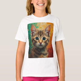 Camiseta Retrato Artístico De Kitten - Pintura A Óleo Vibra