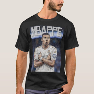 Camiseta Retrato Artístico de Kylian Mbappe com Rabiscos