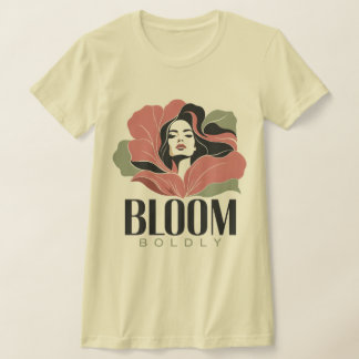 Camiseta Retrato Botânico Feminino Florido Ousadamente