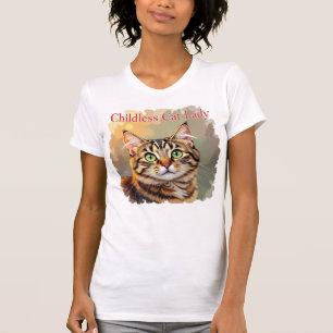 Camiseta Retrato Charme de Gata Sem Filhos Listrada