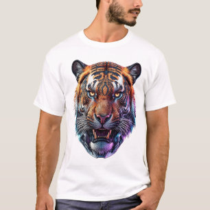 Camiseta Retrato Cibernético Bio-Mecânico de Tigre