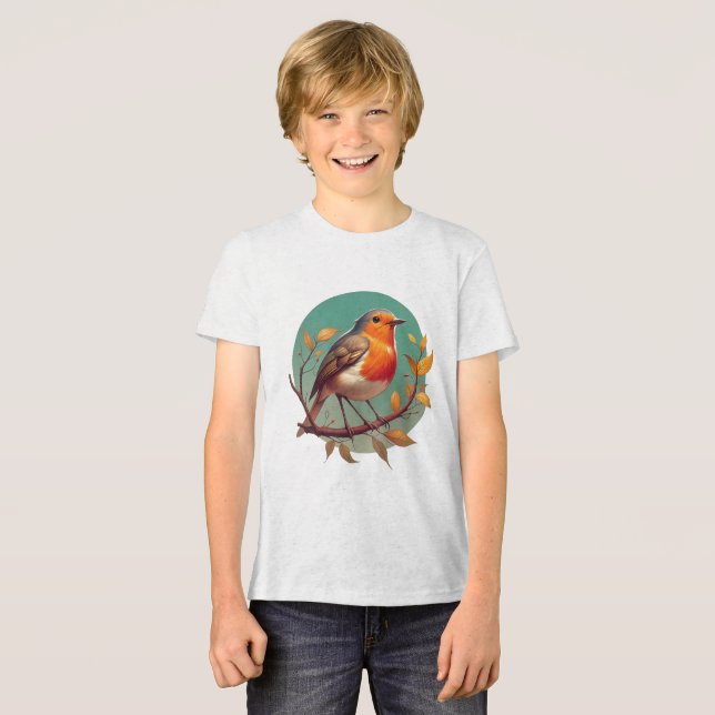 Camiseta Retrato Circular do Robin no Galho (Frente Completa)