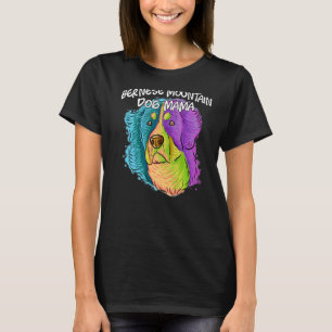 Camiseta Retrato Colorido Cachorro da Montanha Bernese Mamã