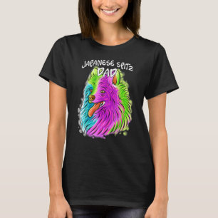 Camiseta Retrato Colorido Cachorro Spitz Japonês Pai do Pai